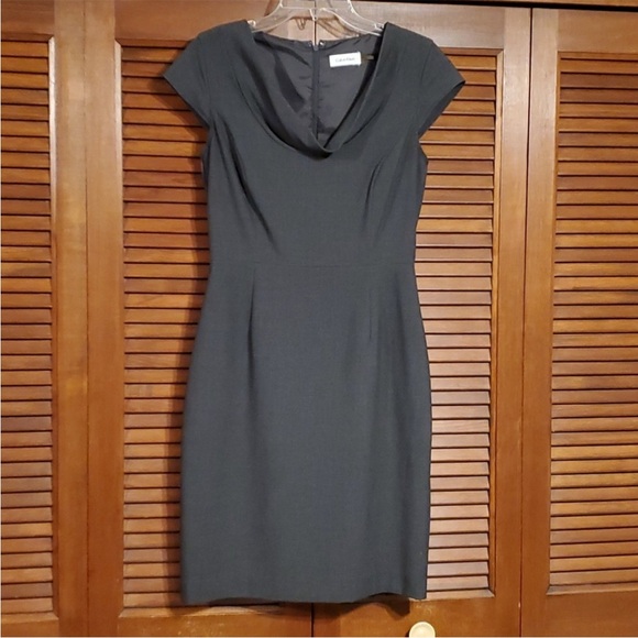 Calvin Klein Dresses & Skirts - Calvin Klein gray cowl neck sheath dress size 4 lined
